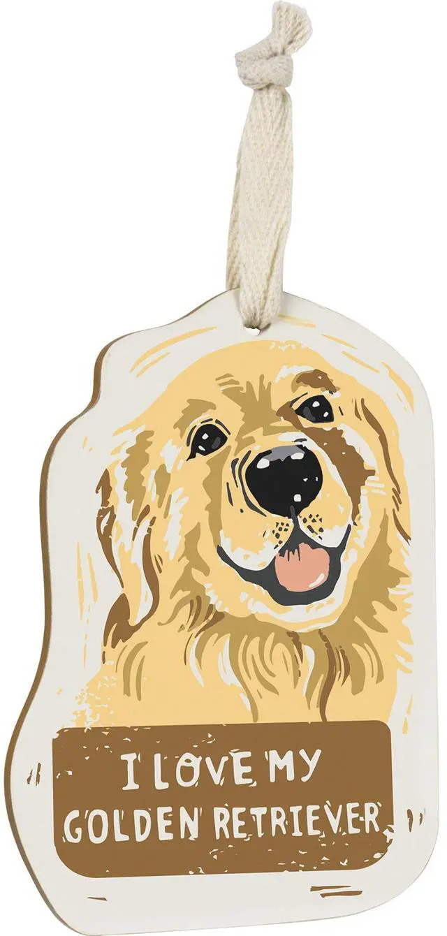 Alt view image 2 of 3 - Primitives by Kathy Wooden Hanging Ornament, 2-Sided - I Love My Golden Retriever