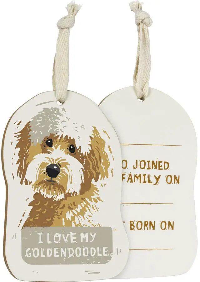 Main image of Primitives by Kathy Wooden Hanging Ornament, 2-Sided - I Love My Goldendoodle