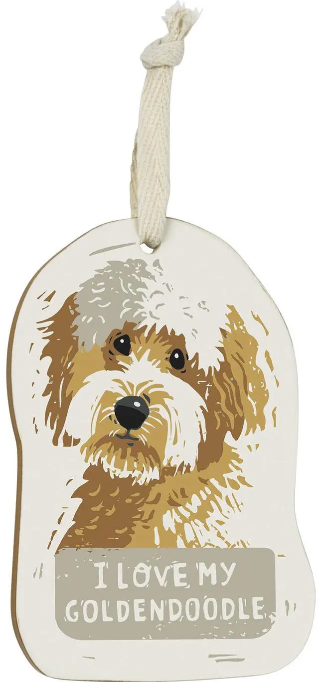 Alt view image 2 of 3 - Primitives by Kathy Wooden Hanging Ornament, 2-Sided - I Love My Goldendoodle