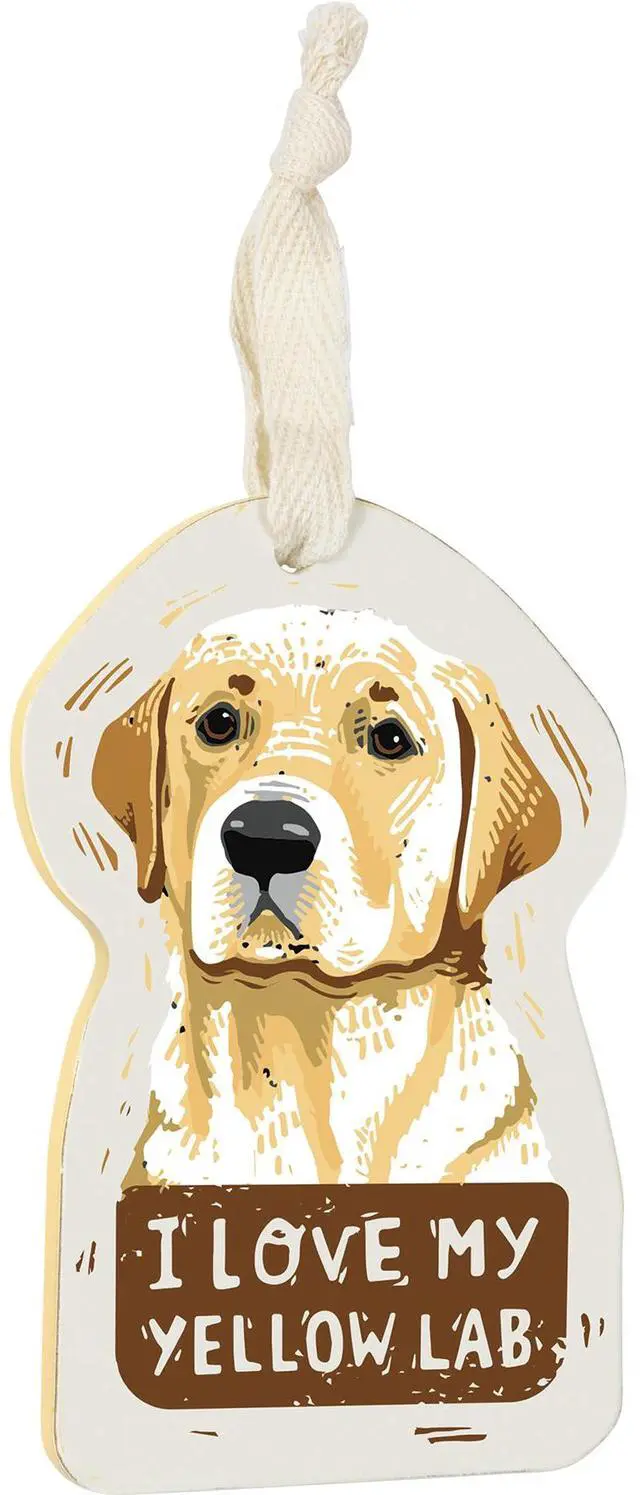 Main image of Primitives by Kathy Wooden Hanging Ornament, 2-Sided - I Love My Yellow Lab