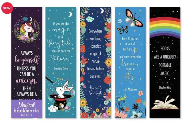 Main image of Re-Marks Unicorns & Rainbows Magical Sayings Set of 5, 2-Sided Bookmarks