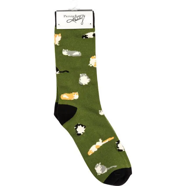 Alt view image 3 of 3 - Primitives by Kathy Box Sign/Sock Set - One Cat Away from Crazy Cat Lady