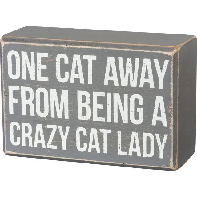 Alt view image 2 of 3 - Primitives by Kathy Box Sign/Sock Set - One Cat Away from Crazy Cat Lady