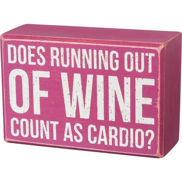 Alt view image 2 of 3 - Primitives by Kathy Box Sign/Sock Set - Does Running Out Of Wine Count As Cardio