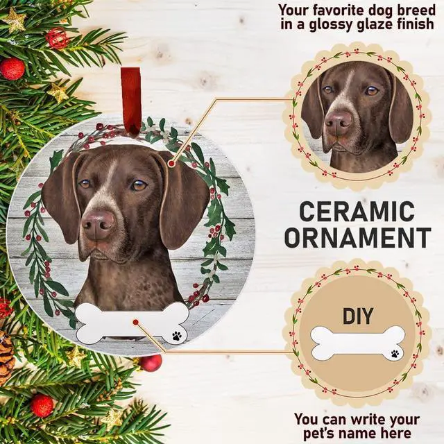 Alt view image 3 of 4 - German Shorthaired - E&S Pets - DIY Personalizable, Ceramic Round Ornament