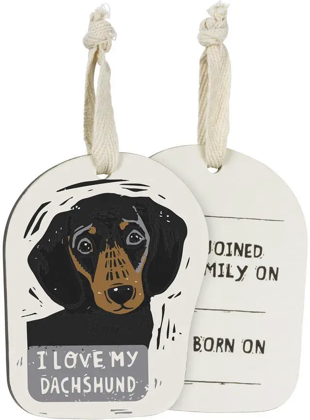Main image of Primitives by Kathy Wooden Hanging Ornament, 2-Sided - I Love My Dachshund