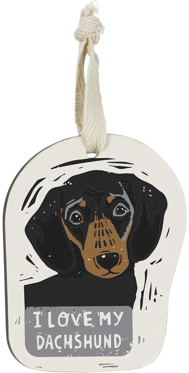 Alt view image 2 of 3 - Primitives by Kathy Wooden Hanging Ornament, 2-Sided - I Love My Dachshund