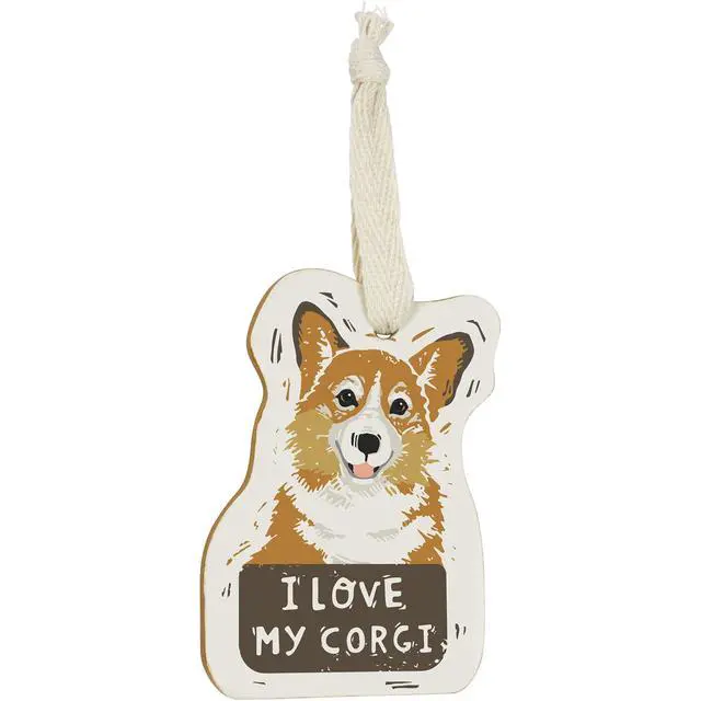 Alt view image 2 of 3 - Primitives by Kathy Wooden Hanging Ornament, 2-Sided - I Love My Corgi