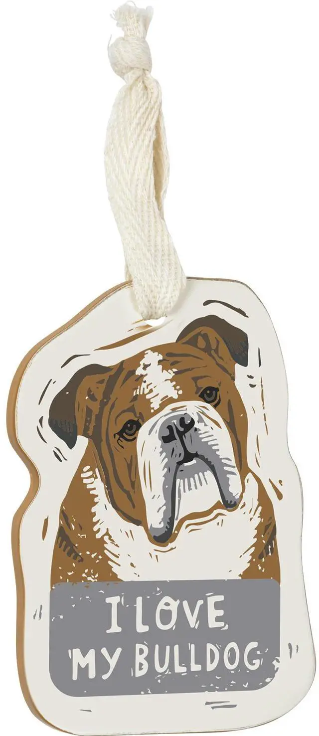 Main image of Primitives by Kathy Wooden Hanging Ornament, 2-Sided - I Love My Bulldog