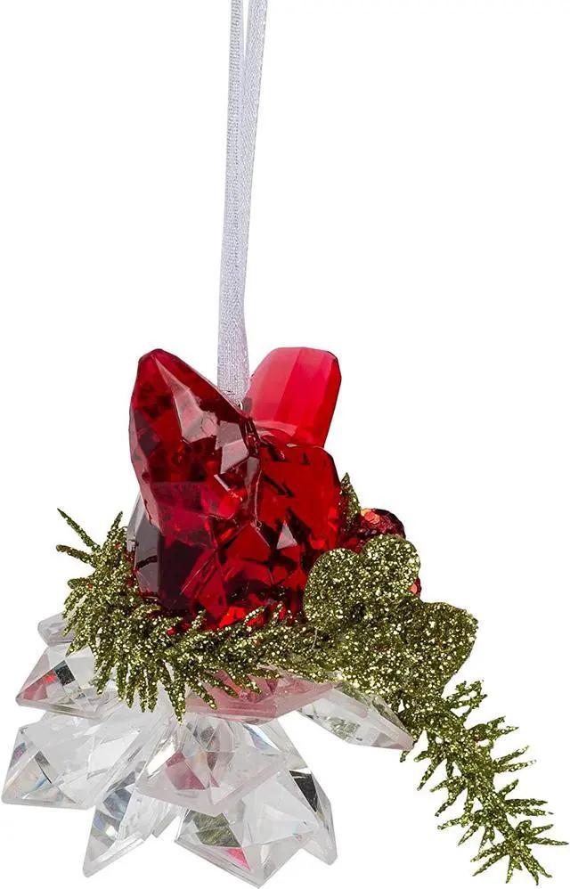 Alt view image 3 of 4 - Ganz Cherry Red Cardinal On Holly 3 inch Acrylic Decorative Hanging Ornament
