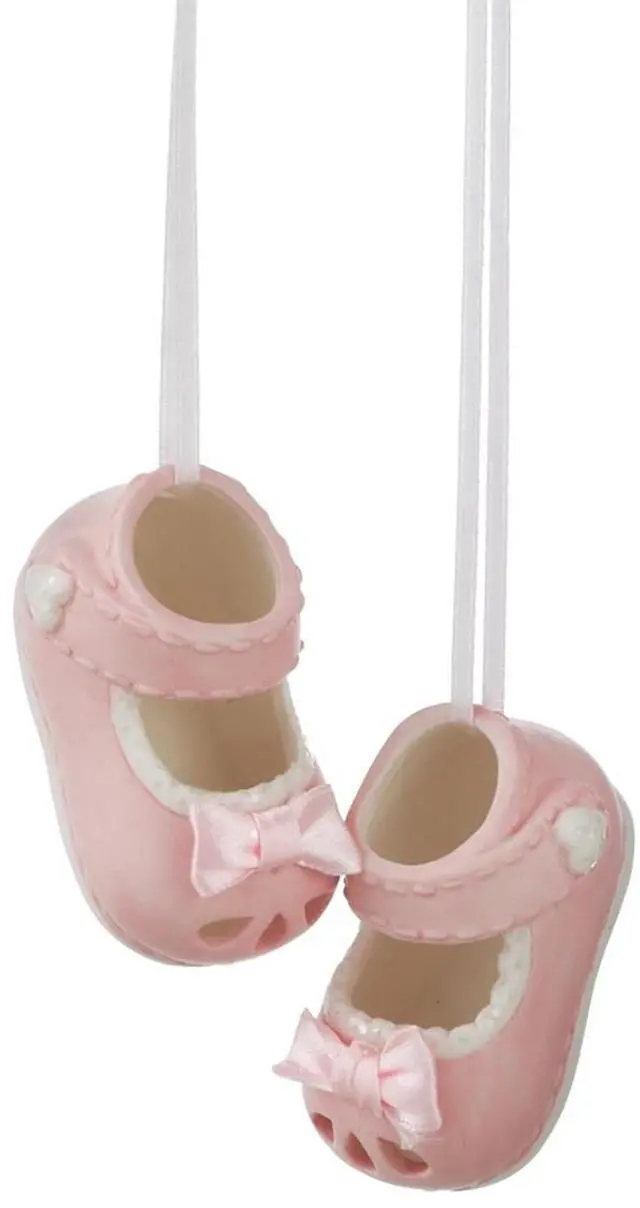 Main image of Ganz Baby Girl Pink Shoes Ornament, DIY Personalizable, 2 1/2" W, Set of 2 Shoes