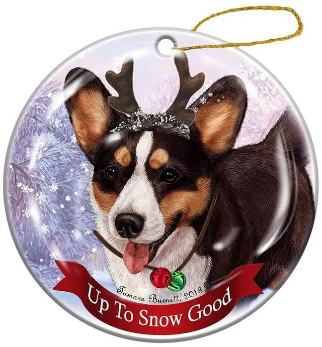 Main image of Holiday Pet Gifts Cardigan Corgi Tri Dog Porcelain Christmas Ornament