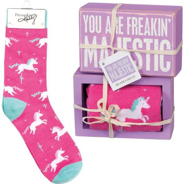 Main image of Primitives by Kathy Box Sign/Sock Set - You are Freakin' Majestic