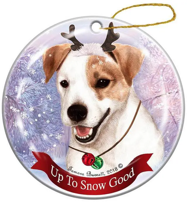 Main image of Holiday Pet Gifts Jack Russell Wirehair Tri Dog Porcelain Christmas Ornament