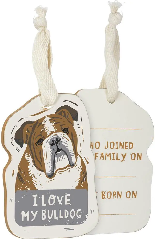 Alt view image 2 of 3 - Primitives by Kathy Wooden Hanging Ornament, 2-Sided - I Love My Bulldog