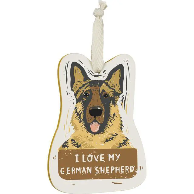 Alt view image 2 of 3 - Primitives by Kathy Wooden Hanging Ornament, 2-Sided - I Love My German Shepherd