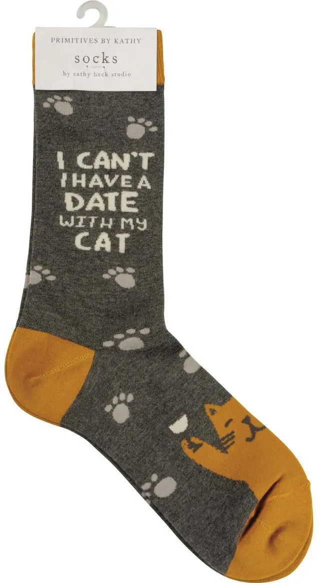 Alt view image 4 of 4 - Primitives by Kathy Socks - Socks - I Can't I Have a Date With My Cat