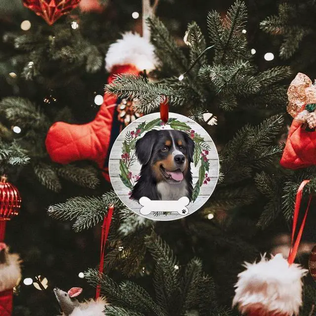 Alt view image 3 of 4 - Bernese Mountain Ornament - E&S Pets, DIY Personalizable, Ceramic Round Ornament