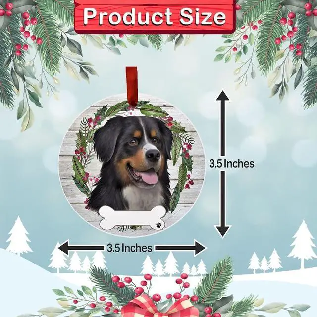 Alt view image 4 of 4 - Bernese Mountain Ornament - E&S Pets, DIY Personalizable, Ceramic Round Ornament