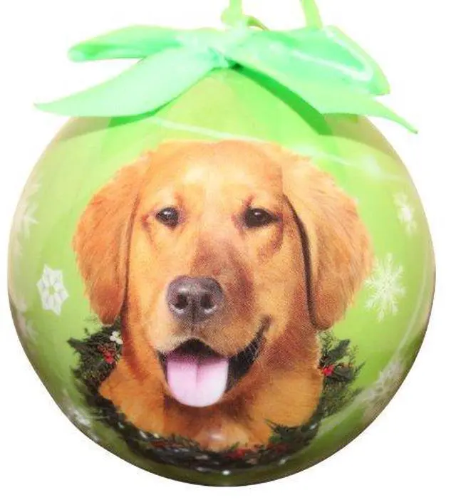 Main image of Golden Retriever Christmas Ornament Shatter Proof Ball Easy To Personalize