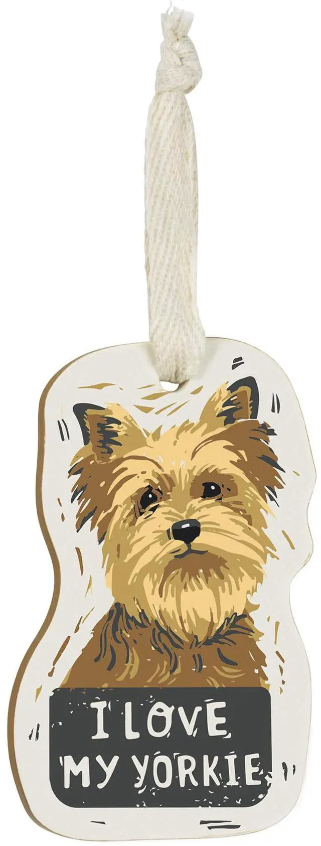Alt view image 2 of 3 - Primitives by Kathy Wooden Hanging Ornament, 2-Sided - I Love My Yorkie