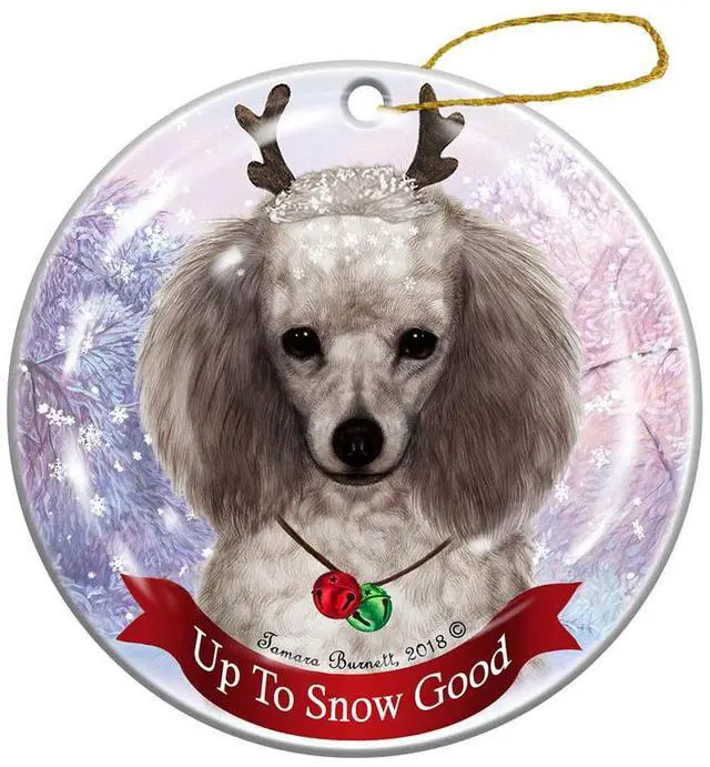 Main image of Holiday Pet Gifts Silver Poodle Dog Porcelain Christmas Ornament