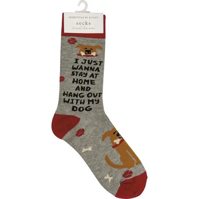 Alt view image 4 of 4 - Primitives by Kathy Socks - Socks - I Just Wanna Stay Home and Hang With My Dog