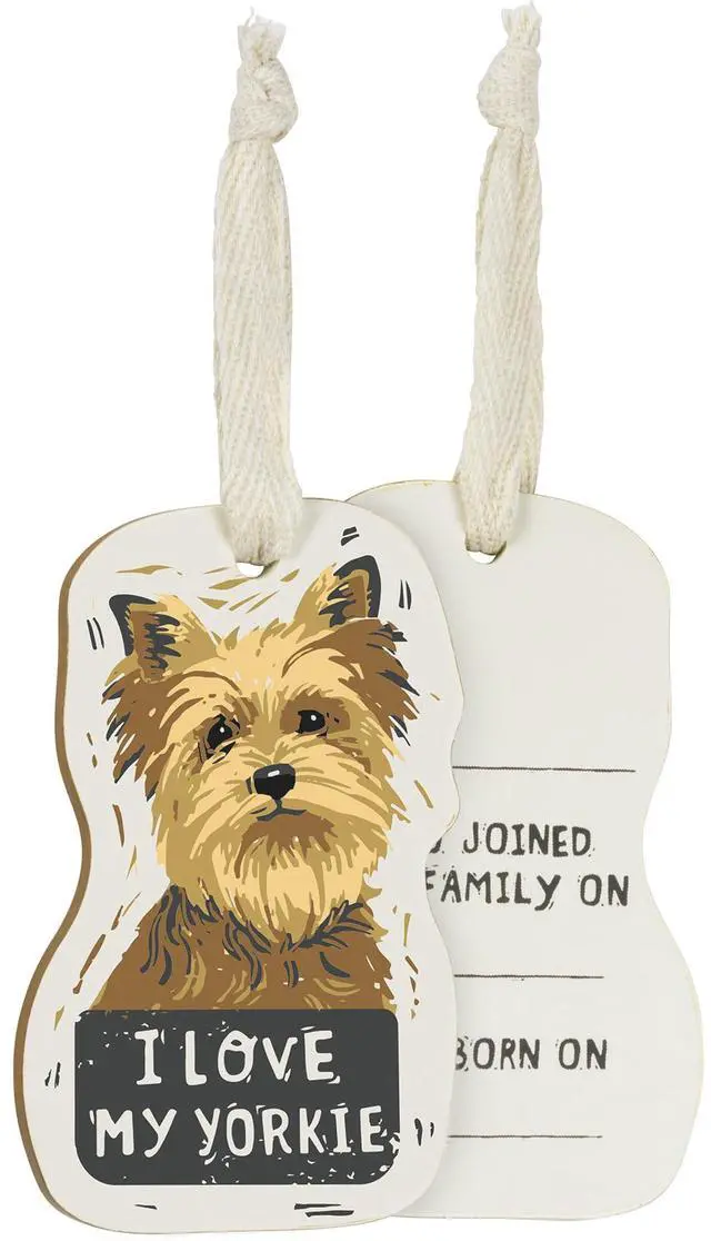 Main image of Primitives by Kathy Wooden Hanging Ornament, 2-Sided - I Love My Yorkie