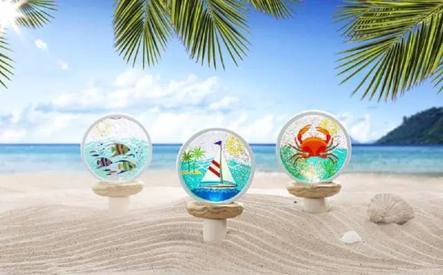 Alt view image 3 of 3 - Ganz ME178415 Sailboat LED Shimmer Disk Night Light, 6.25-inch Height