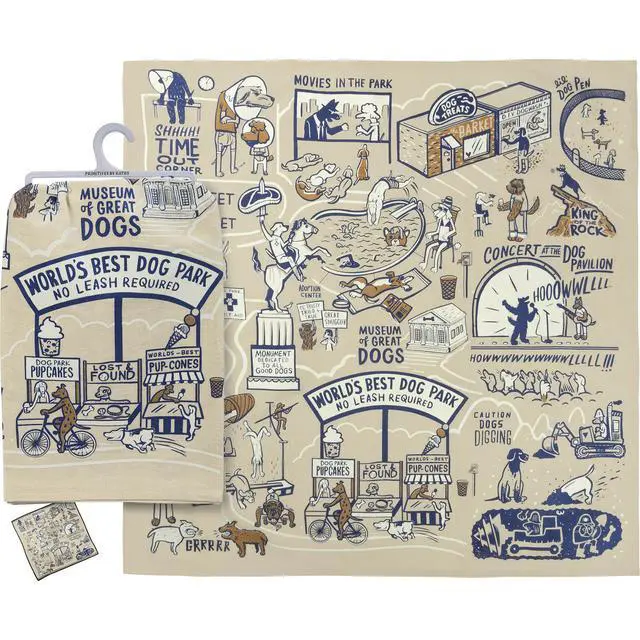 Alt view image 3 of 4 - Primitives by Kathy Dish Towel - World's Best Dog Park No Leash Required