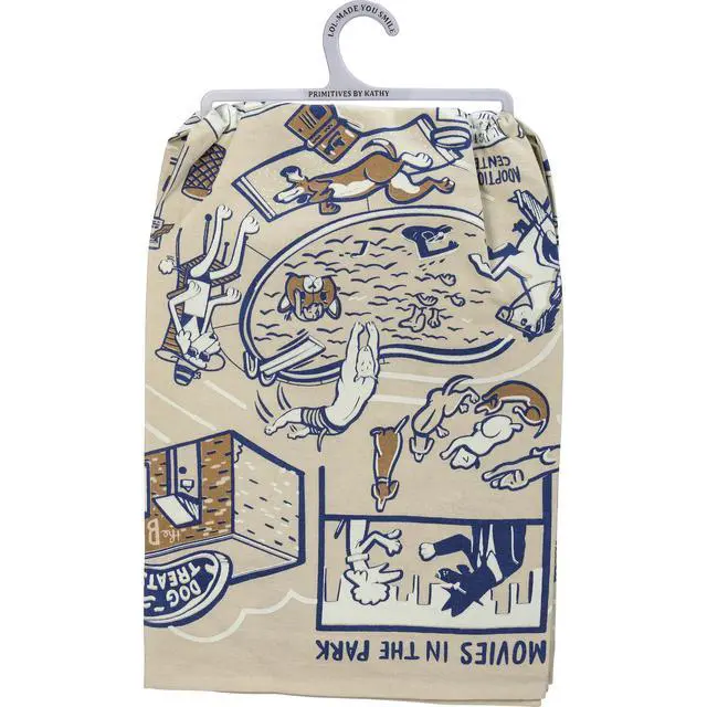 Alt view image 4 of 4 - Primitives by Kathy Dish Towel - World's Best Dog Park No Leash Required
