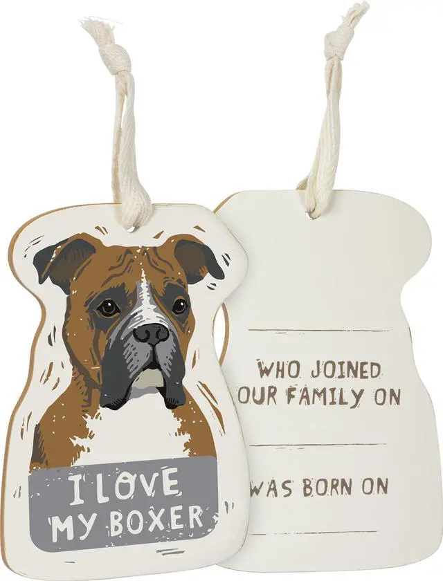 Alt view image 2 of 3 - Primitives by Kathy Wooden Hanging Ornament, 2-Sided - I Love My Boxer