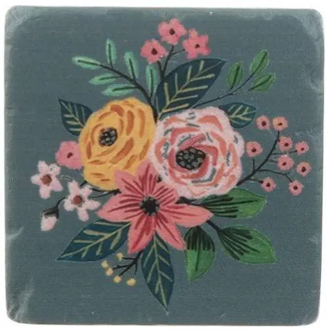 Alt view image 2 of 3 - Ganz CB176478 Boho Floral Coaster, Set of 4, 4-inch Square