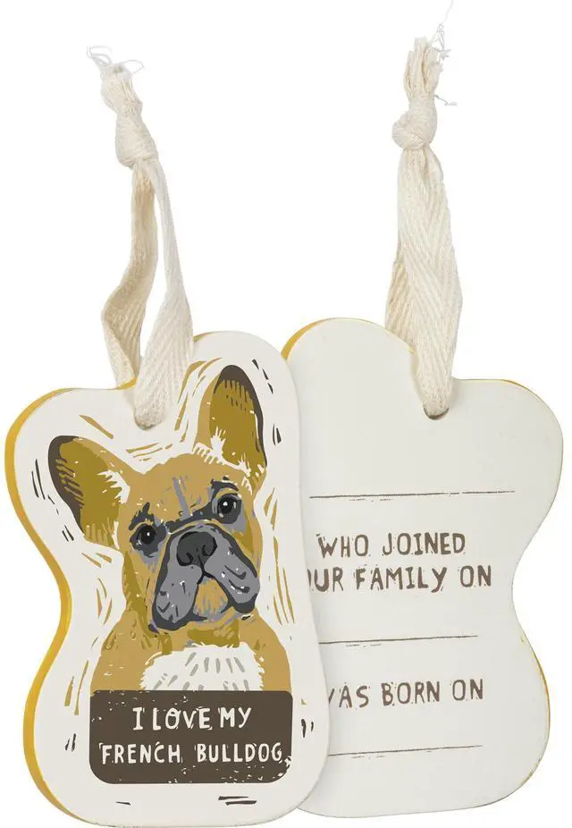 Alt view image 2 of 3 - Primitives by Kathy Wooden Hanging Ornament, 2-Sided - I Love My French Bulldog