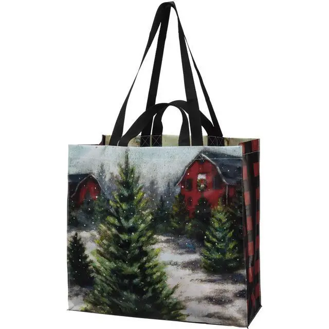 Alt view image 3 of 3 - Primitives by Kathy Market Tote - Tree Farm with Red Truck, One Bag
