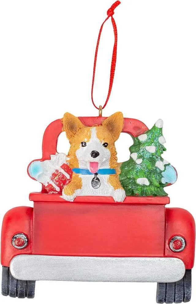 Main image of Kurt Adler Welsh Corgi Dog in Back of Truck Hanging Ornament 5 in. High,