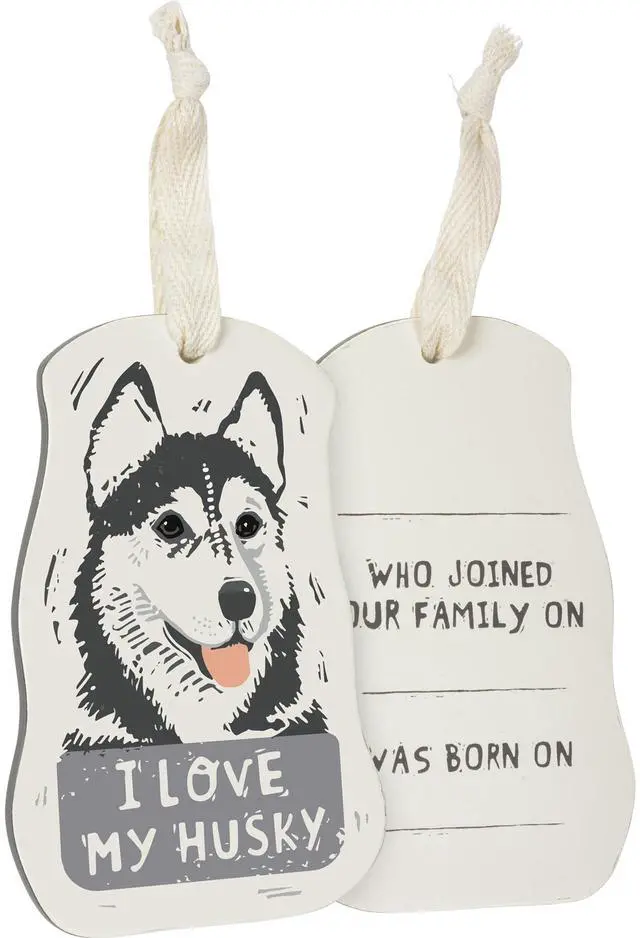 Alt view image 2 of 3 - Primitives by Kathy Wooden Hanging Ornament, 2-Sided - I Love My Husky