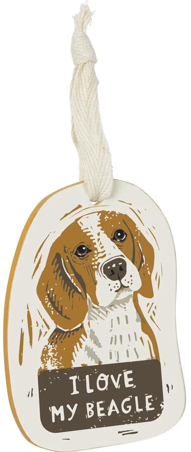 Main image of Primitives by Kathy Wooden Hanging Ornament, 2-Sided - I Love My Beagle