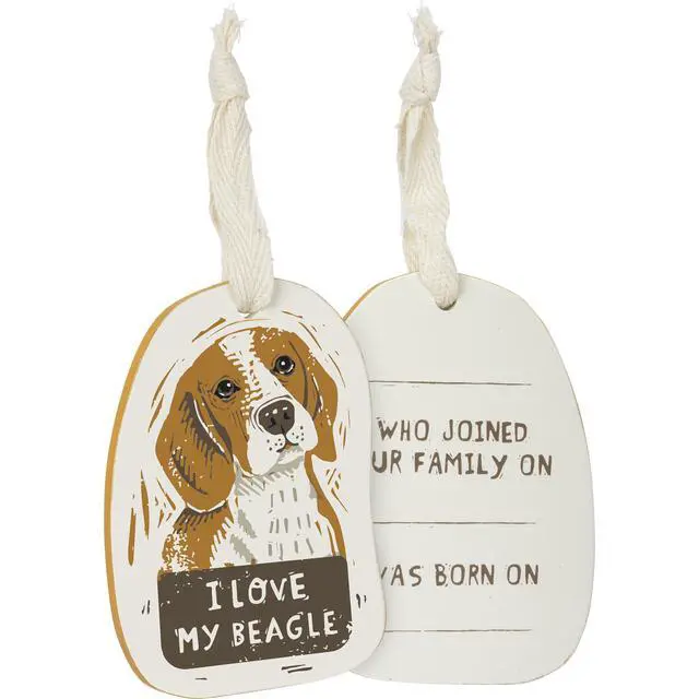 Alt view image 2 of 3 - Primitives by Kathy Wooden Hanging Ornament, 2-Sided - I Love My Beagle