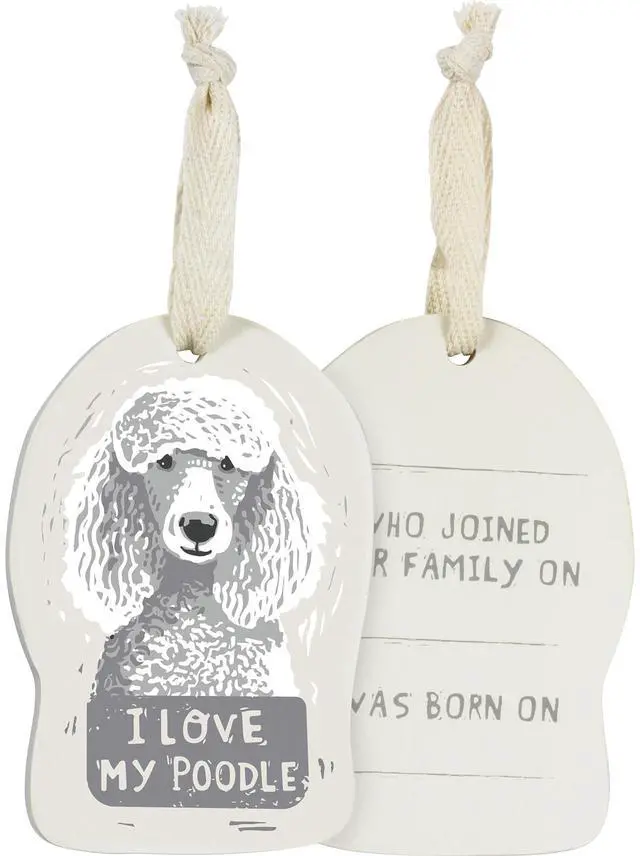 Main image of Primitives by Kathy Wooden Hanging Ornament, 2-Sided - I Love My Poodle