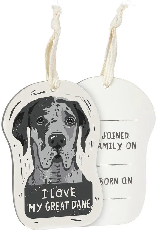 Alt view image 2 of 3 - Primitives by Kathy Wooden Hanging Ornament, 2-Sided - I Love My Great Dane