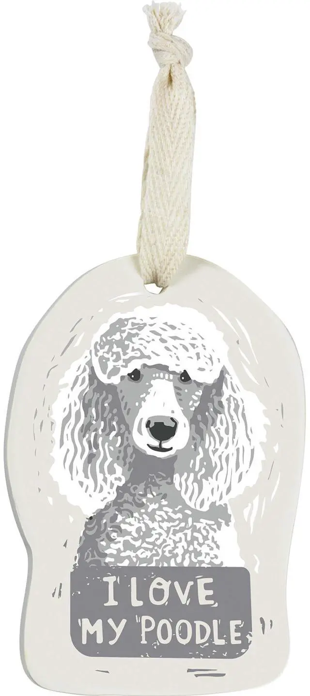 Alt view image 2 of 3 - Primitives by Kathy Wooden Hanging Ornament, 2-Sided - I Love My Poodle