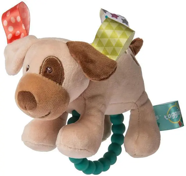 Main image of Taggies Soft Baby Rattle with Teether Ring, 6-Inches, Buddy Dog