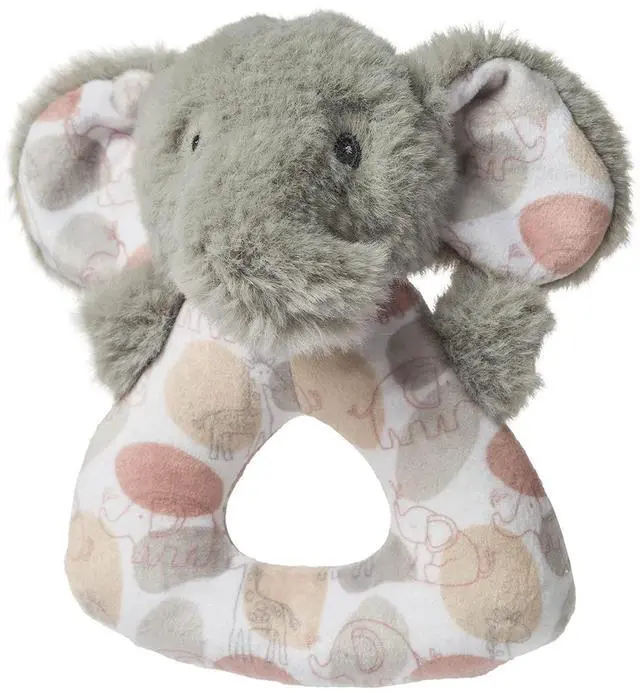 Main image of Mary Meyer Soft Ring Baby Rattle, 5-Inches, Grey Kalahari Elephant