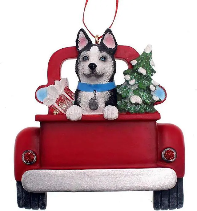 Main image of Kurt Adler Husky Dog in Back of Truck Hanging Ornament 5 in. High,