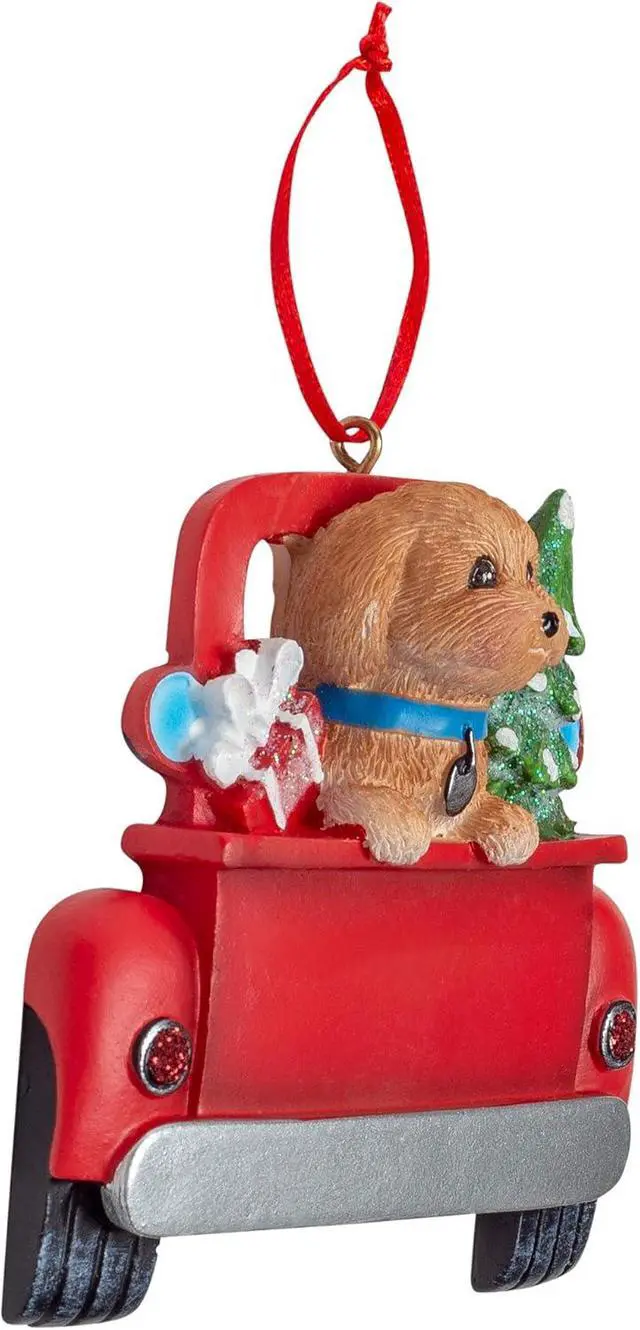 Alt view image 2 of 2 - Kurt Adler Beagle Dog in Back of Truck Hanging Ornament 5 in. High,