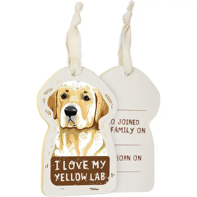 Alt view image 2 of 3 - Primitives by Kathy Wooden Hanging Ornament, 2-Sided - I Love My Yellow Lab