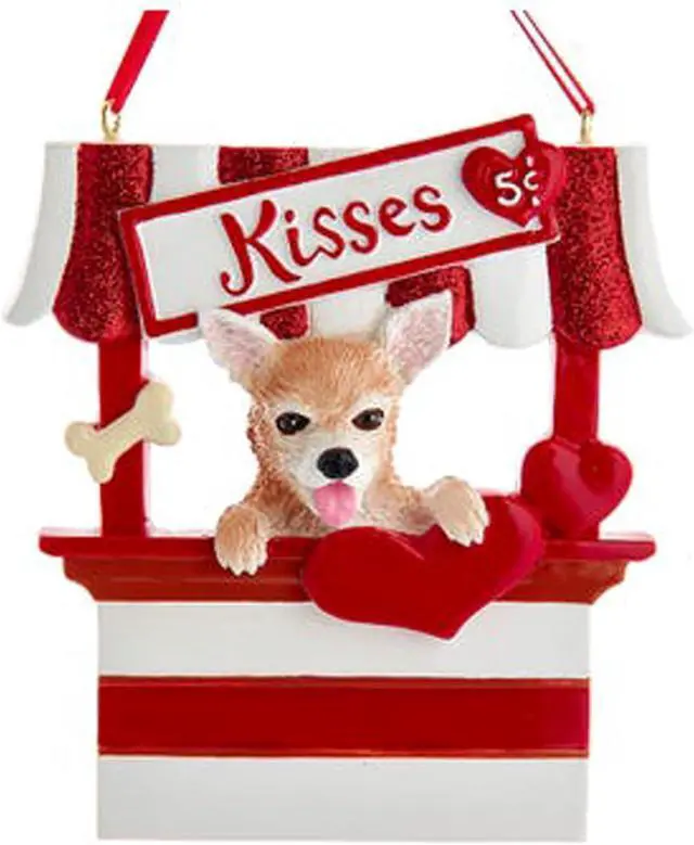 Main image of Kurt Adler Chihuahua Dog Kissing Booth Christmas Tree Ornament - 4" Resin
