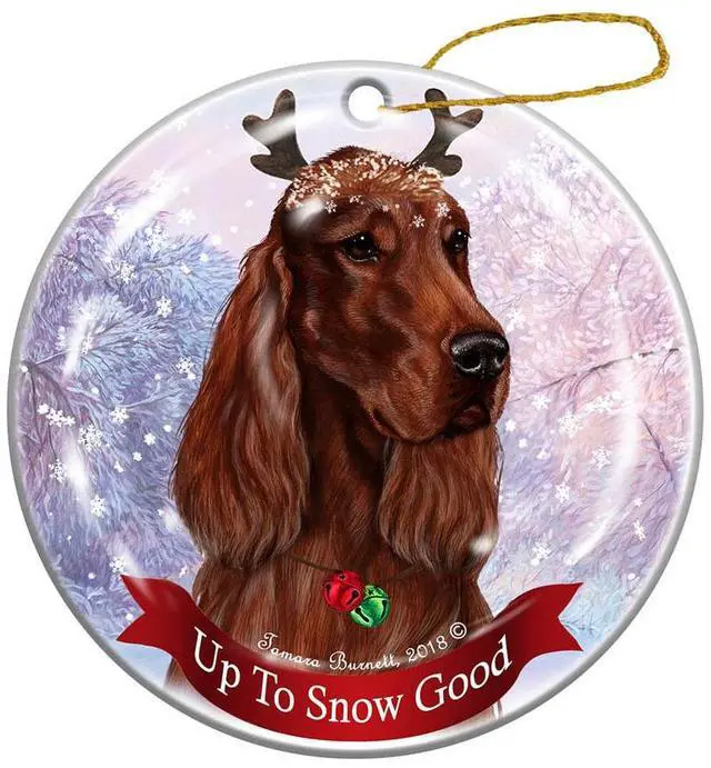 Main image of Holiday Pet Gifts Irish Setter Dog Porcelain Christmas Ornament