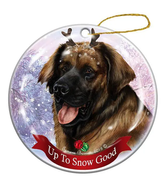 Main image of Holiday Pet Gifts Leonberger Reindeer Dog Porcelain Christmas Ornament